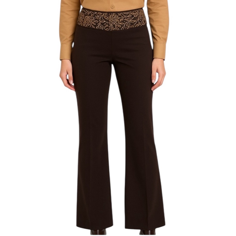 Alvin Valley Brown Bamboo Bead Low Rise Wide Waistband Pants Size 34/XS